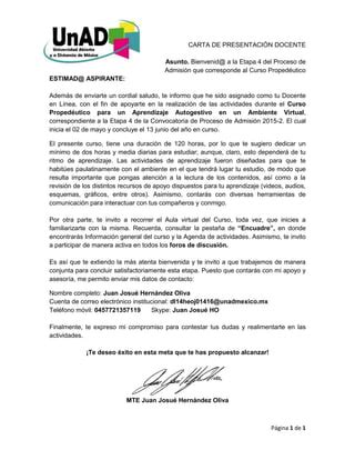 Carta Bienvenida General Pdf