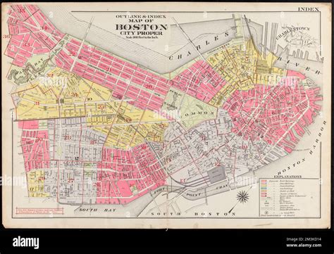 Outline And Index Map Of Boston City Proper Boston Mass Maps Real Property Massachusetts