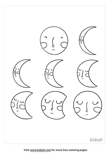 Moon Phases Coloring Pages Kids