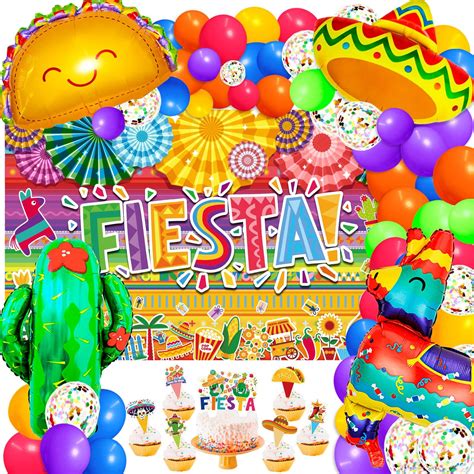 Mexican Themed Party Decorations Fiesta Banner Backdrop 112pcs Mexican Balloon Arch