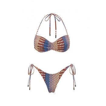 Emmiol Env O Gratis Conjunto De Bikini Con Cordones A Cuadros