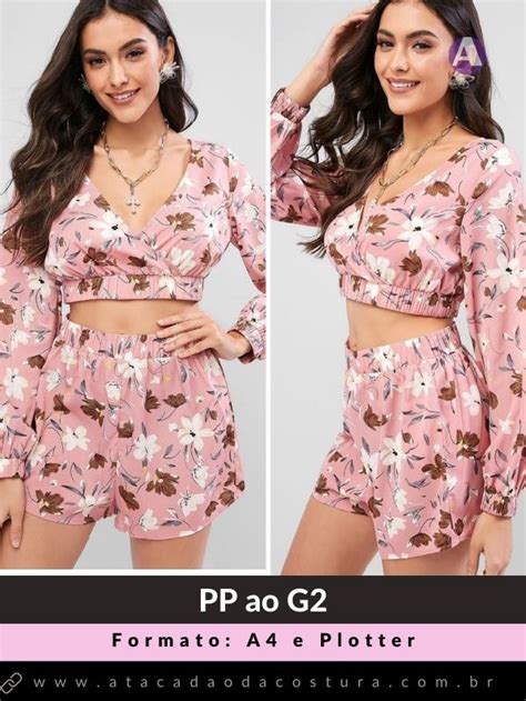 Molde de Conjunto Short e Cropped Rosa em Pdf Atacadão da Costura