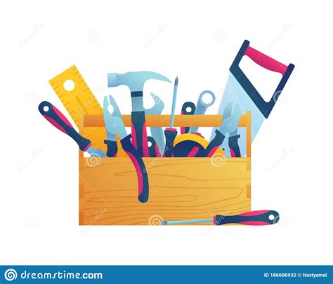 Hand Tool Kits Isolated Icon In Cartoon Style Stock Vector