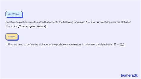 SOLVED Construct A Pushdown Automaton That Accepts The Following