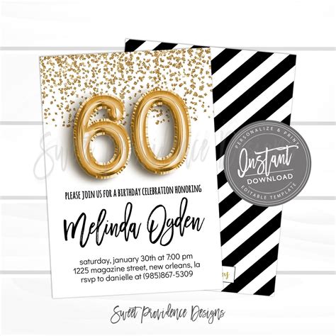 60th Birthday Invitation Editable 60th Birthday Invitation Etsy 60th Birthday Invitations