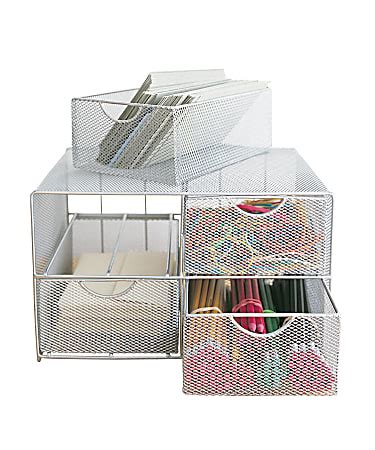 Neat Life Mesh Desktop Storage Unit With Drawers Silver Office Depot