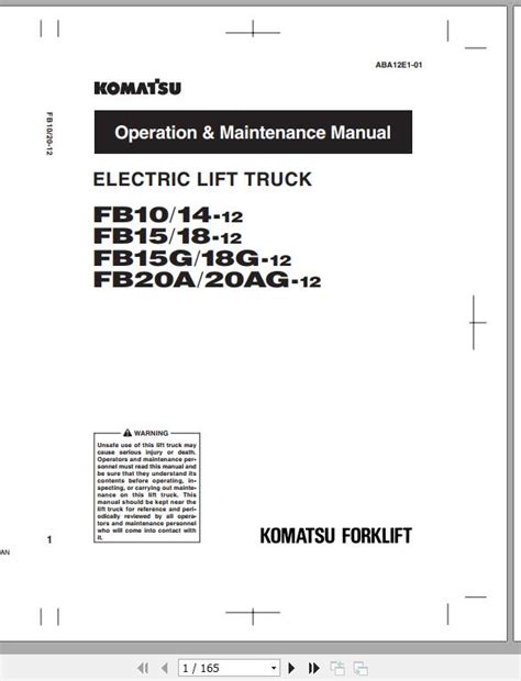 Komatsu Electric Lift Truck FB10 14 15 20A G AG 12 Operation