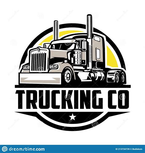 Trucking Logo Design Emblem Badge Concept Vector Isolated Black And White Color