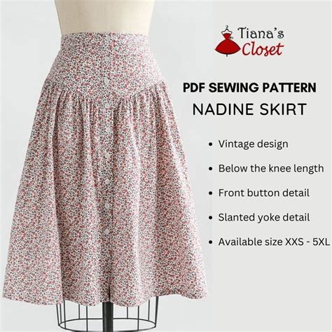 Nadine Vintage Style Skirt Free Pdf Sewing Pattern In Skirt