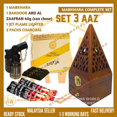 Wood Mabkhara Set Kayu Starter Full Set Mabkhara Bakhoor Ard Al