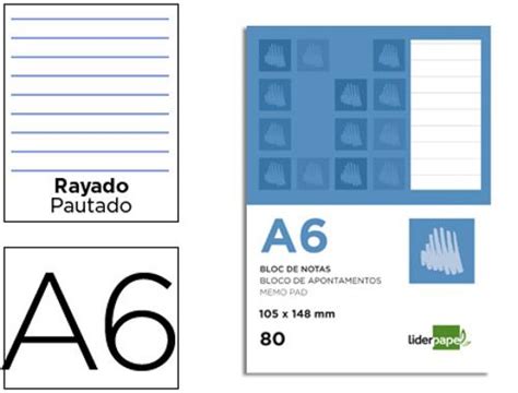 Bloco De Apontamentos Pautado Liderpapel Din A6 80 Folhas