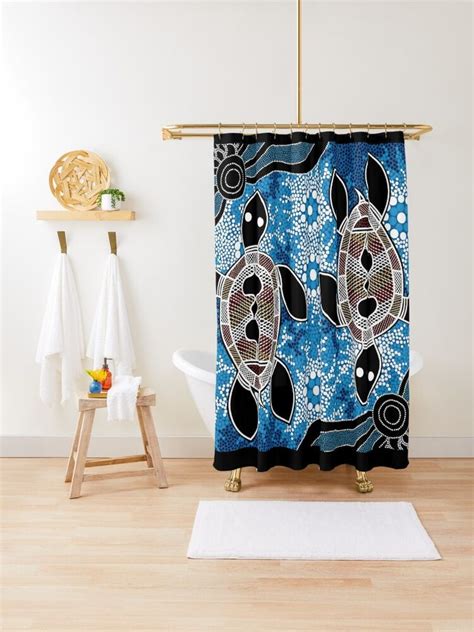 Aboriginal Art Sea Turtles Shower Curtain Sold By Indrajit Das