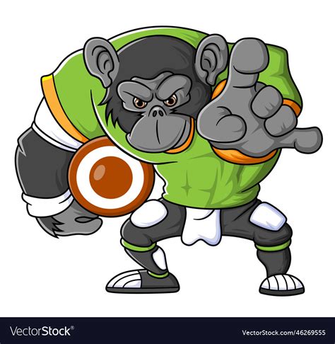 Monkey mascot of american football complete Vector Image