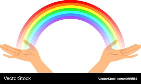 Hands With Rainbow Royalty Free Vector Image Vectorstock