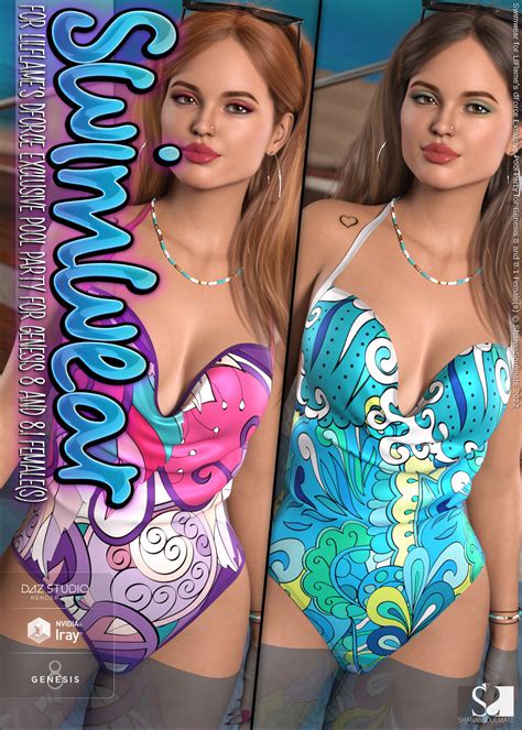 Swimwear For Dforce Exclusive Pool Party For Genesis 8 And 8 1 Female