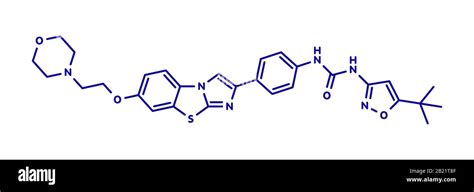 Molécula de medicamento para el cáncer de Quizartinib ilustración