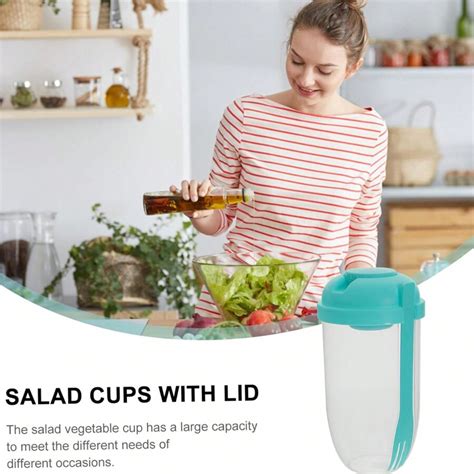 1 Pc Salad Cup With Fork And Salad Dressing Holder Salad Shaker Container For Lunch Keep Fit