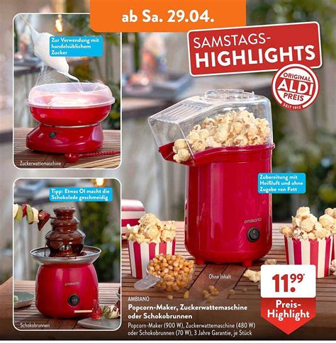 Ambiano Popcorn Maker Zuckerwattemaschine Oder Schokobrunnen Angebot