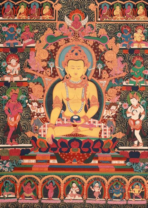 Tibetan Buddhist Dhyani Buddha Ratnasambhava With The Eight