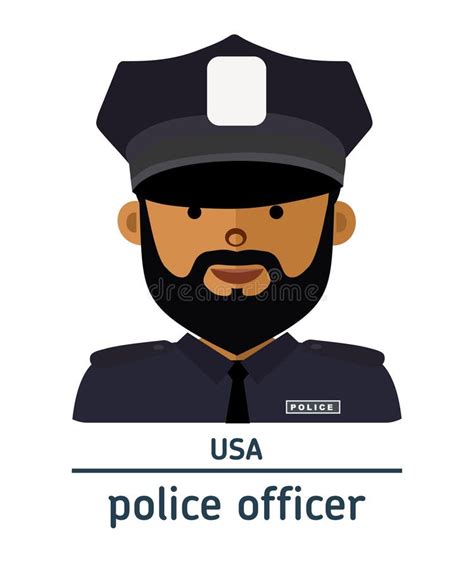 Flat Illustration Avatar Usa Police Officer Stock Vector Illustration Of Cartoon Face 80996578