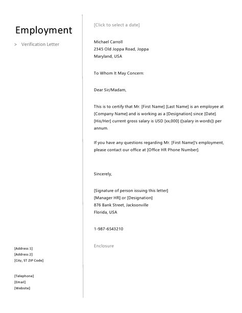 Employment Verification Letter Samples Word Pdf Templatearchive