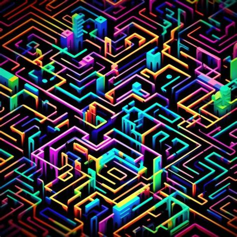 Premium AI Image | Image of abstract neon maze