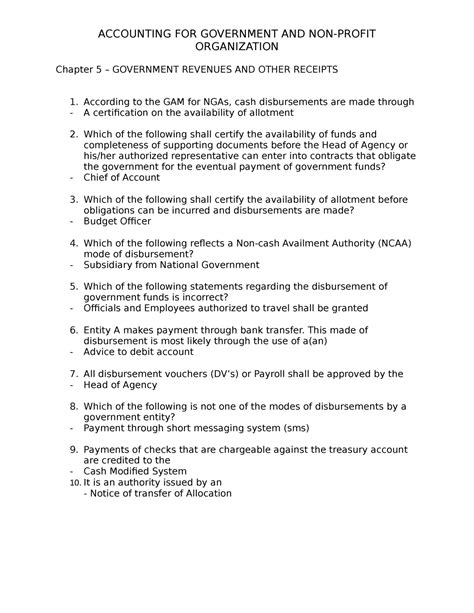 Chapter 5 – Government Revenues AND Other Receipts - ACCOUNTING FOR ...