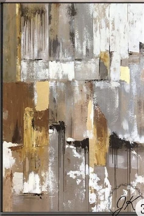 An Abstract Painting With Brown Yellow And White Colors On The Wall In