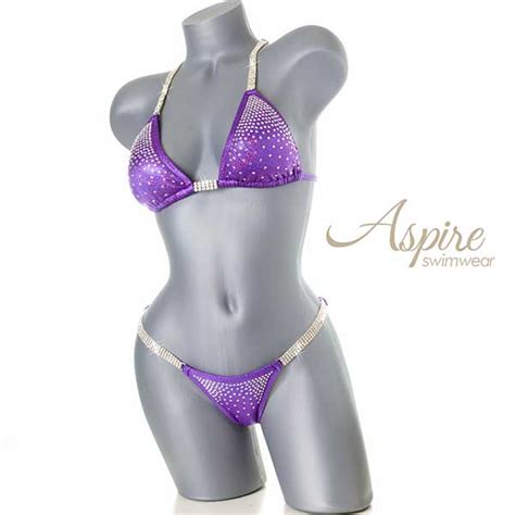 Purple Hologram Crystal Bikini Competition Suit