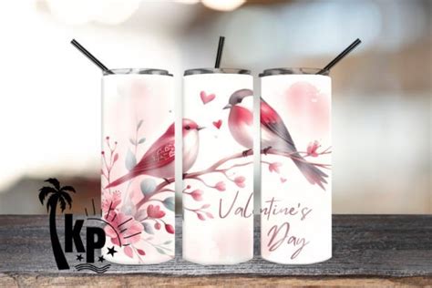 Love Birds Valentines Day Tumbler Wrap Graphic By Khampol Shop Design