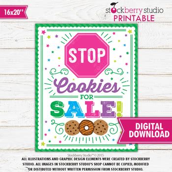 Stop Cookies Sold Here Sign Cookie Booth Sign Printable Sale Scout