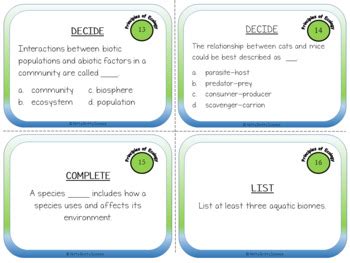 Principles Of Ecology Task Cards By Nitty Gritty Science Tpt