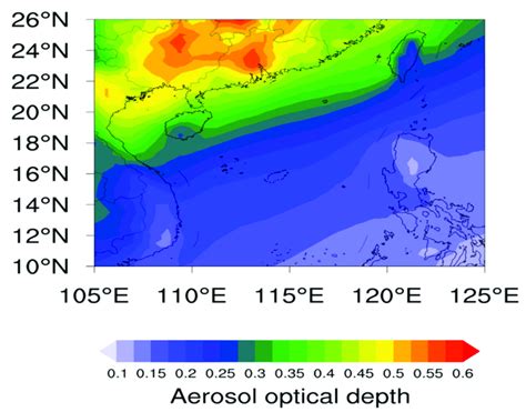 The Spatial Distribution Of The Annual Average Aod At 550 Nm Over The