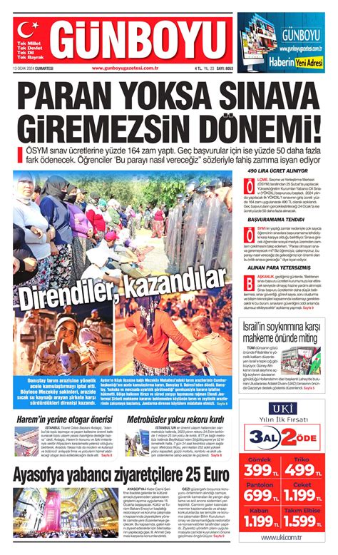 Günboyu Gazetesi Günboyu Manşet Oku Haberler 13 Ocak 2024