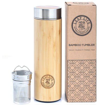 Leaflife Bamboo Tumbler Tea Infuser And Strainer Of Stainless Steel And