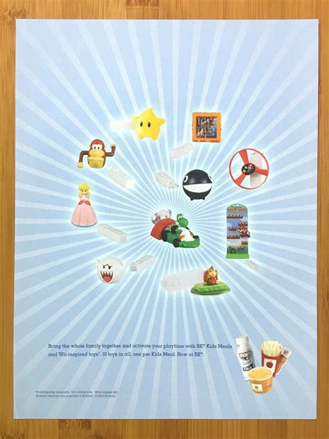 2008 Burger King Bk Kids Meal Nintendo Toys Print Adposter Official