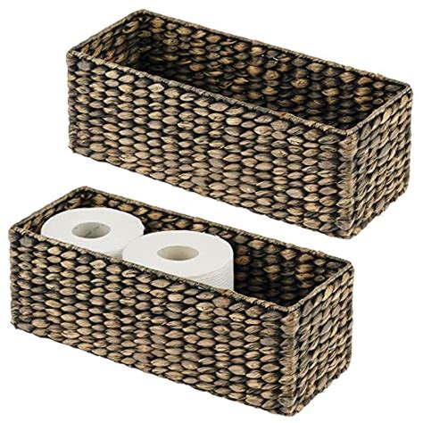 Mdesign Natural Woven Water Hyacinth Bathroom Toliet Roll Holder