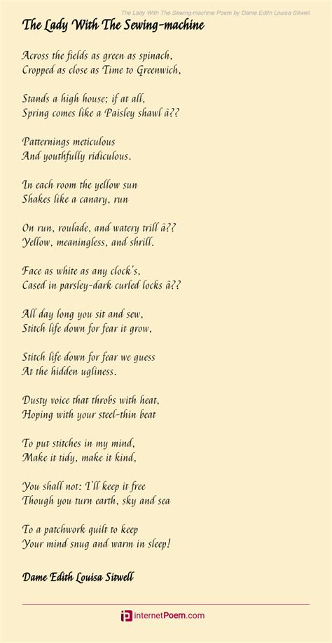 The Lady With The Sewing Machine Poem By Dame Edith Louisa Sitwell