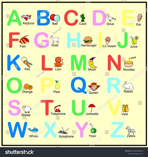 Childrens Alphabet Illustrations Vector Graphics Stock Vector Royalty