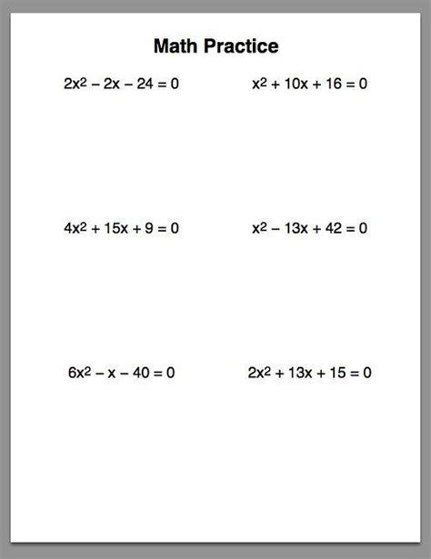 1 2 Factoring Quadratics Worksheet