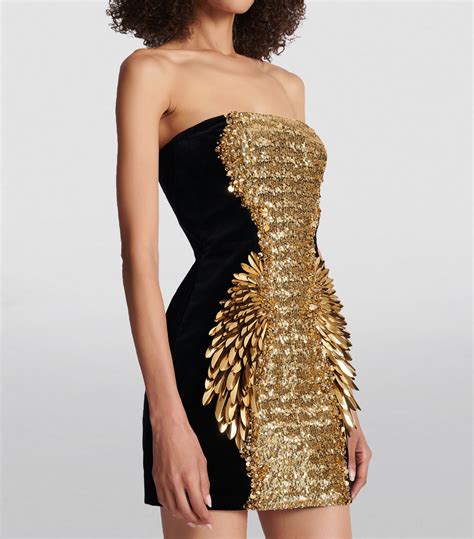 Womens Balmain Black Velvet Sequinned Mini Dress Harrods Uk