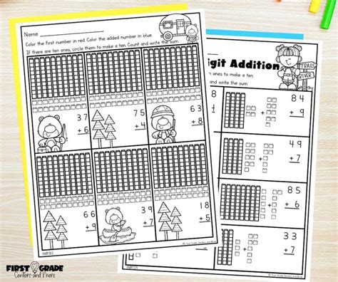 2 Digit Plus 1 Digit Addition With Regrouping First Grade Centers And More