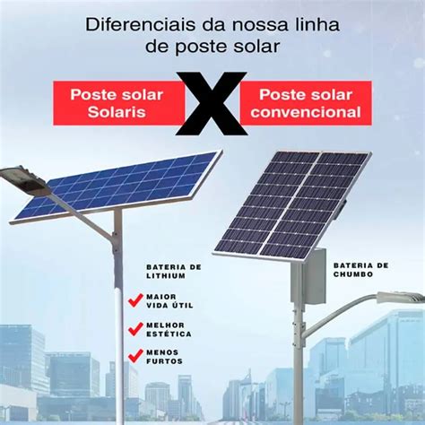 Poste Solar Completo LED 80W Real 14000 Lúmens Modelo Poste