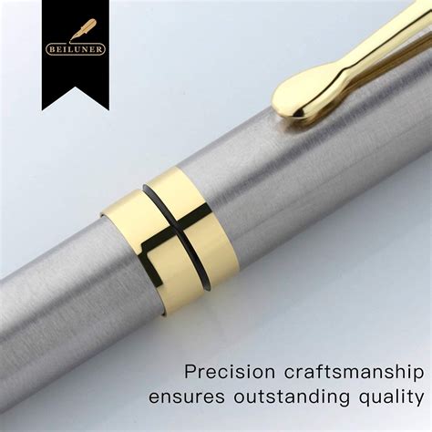 BEILUNER Ballpoint Pens Stunning Silver Chrome Metal Pen With Golden