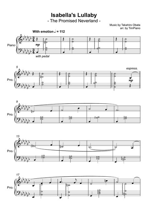 Takahiro Obata Isabella’s Lullaby Sheet By Timpiano