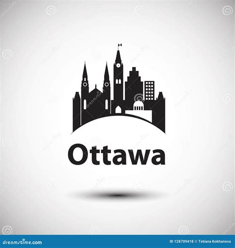 Vector City Skyline with Landmarks Ottawa Ontario Canada. Stock Vector ...