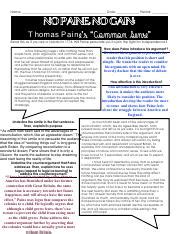 Common Sense Thomas Paine Pdf Pdf Name Date Period No Paine No