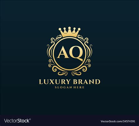 Aq Initial Letter Gold Calligraphic Feminine Vector Image