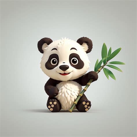 Premium Photo Cute Panda Holding Bamboo Cartoon Vector Icon