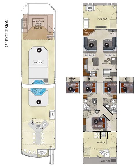 Luxury Houseboat Floor Plans - boat plans skiff